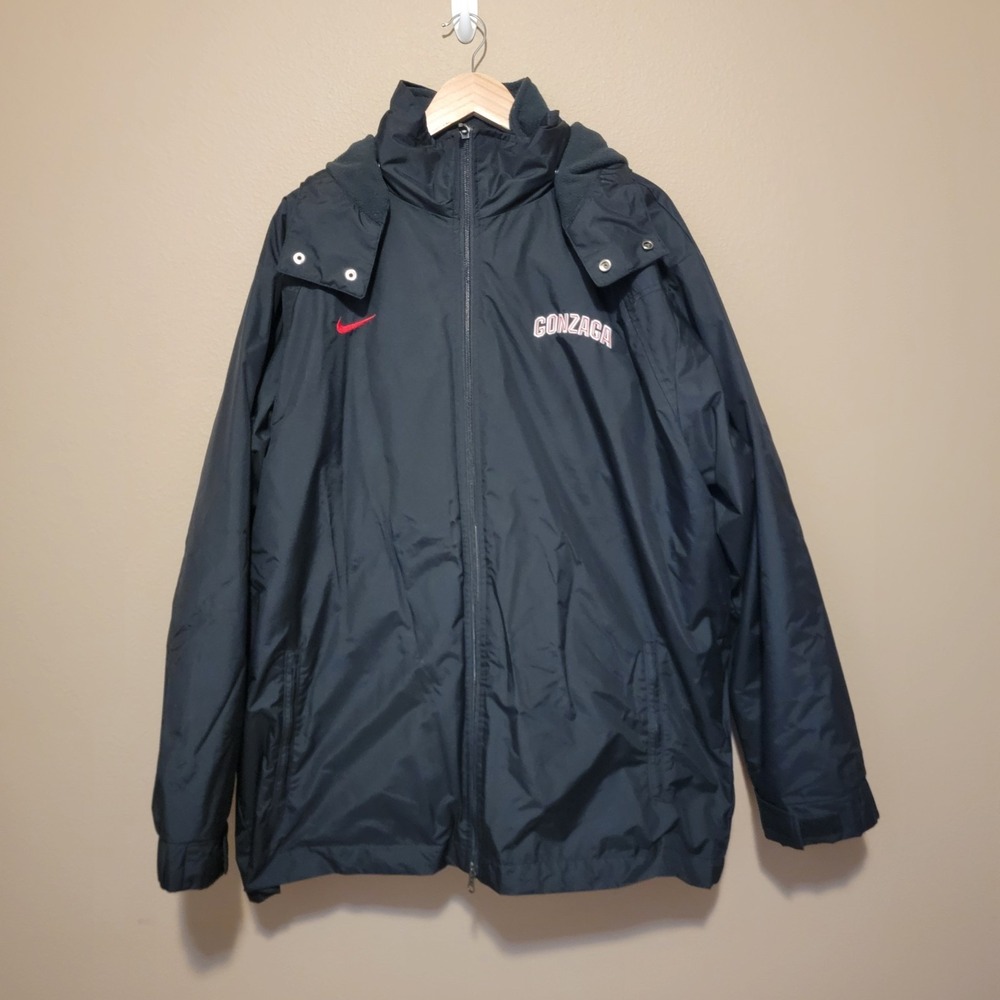 Gonzaga Bulldogs Nike Hooded Jacket Mens Black Red Fleece Lined Size XXL‎